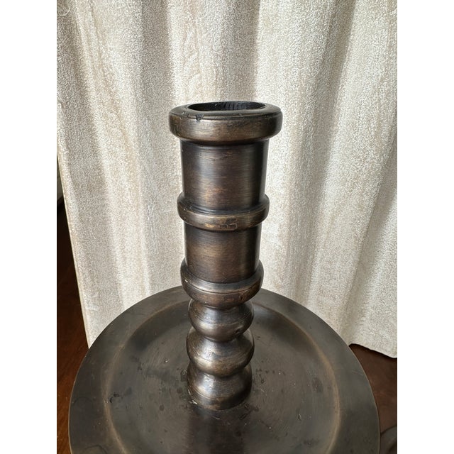 Vintage Monumental 16” Bronze Candlestick Holders -a Pair For Sale - Image 12 of 18