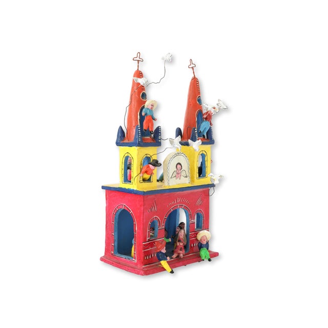 Mid 20th Century J. Medrano Mexican Folk Art Church, Artist Signed For Sale - Image 5 of 9