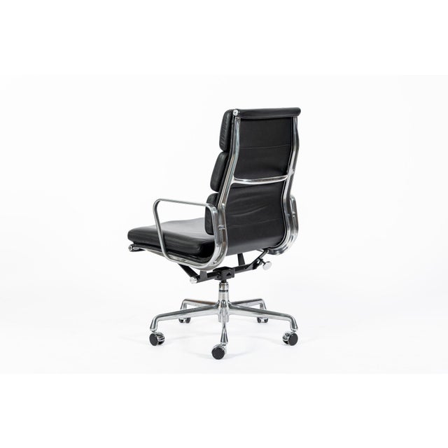 Early 21st Century Eames for Herman Miller Tall Black Leather Desk Chair Soft Pad For Sale - Image 5 of 13