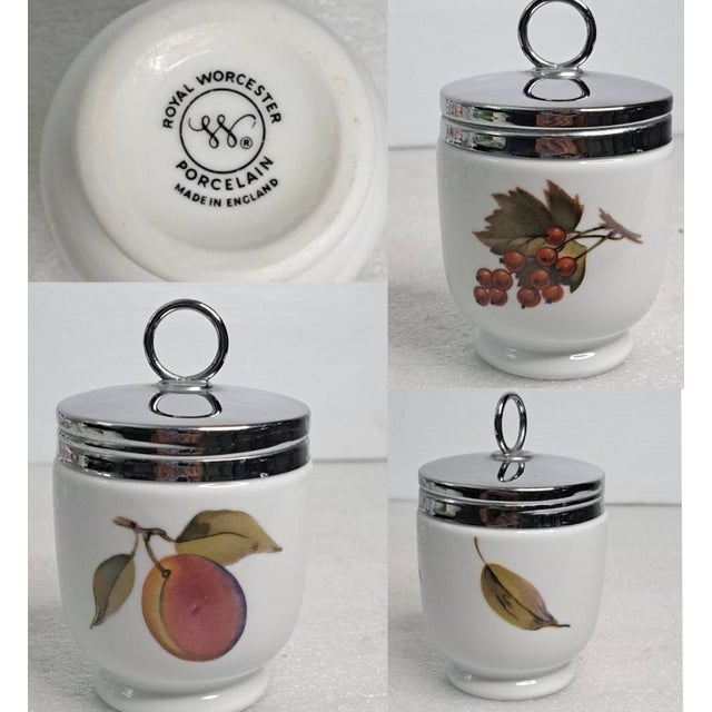 Mid 20th Century Mid 20th Century English Porcelain Egg Coddlers by Royal Worcester & Crown Staffordshire - Set of 4 For Sale - Image 5 of 17