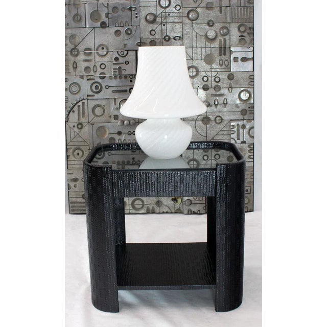 Mid-Century Modern 1970s Vintage Vetri Swirl Milk Murano Glass Mushroom Lamps- a Pair For Sale - Image 3 of 12