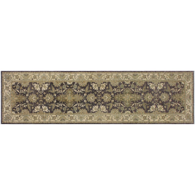 Boho Chic 1990's Ziegler Charcoal/Brown Wool Runner Rug- 2'7'' X 10'3'' For Sale - Image 9 of 10