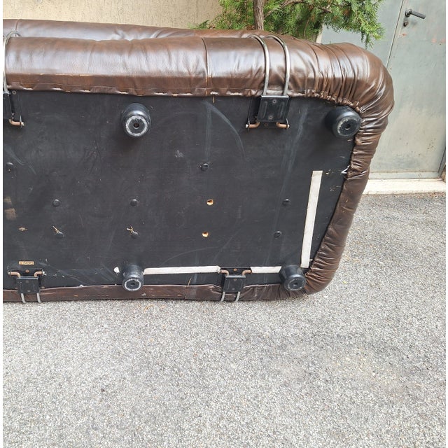 Vintage Soriana Three-Seater Sofa in Dark Brown Leather by Afra and Tobia Scarpa for Cassina, 1960s For Sale - Image 15 of 16