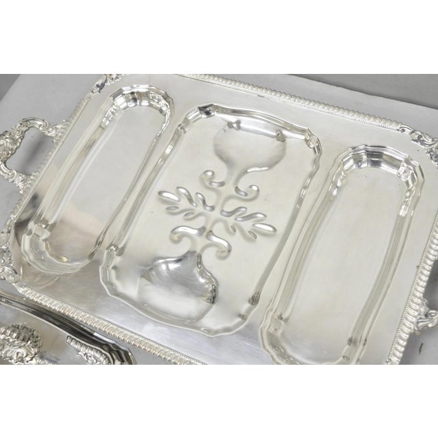 Vintage Victorian Silver Plated Meat Serving Platter Tray W/ Covered Dishes For Sale - Image 9 of 18