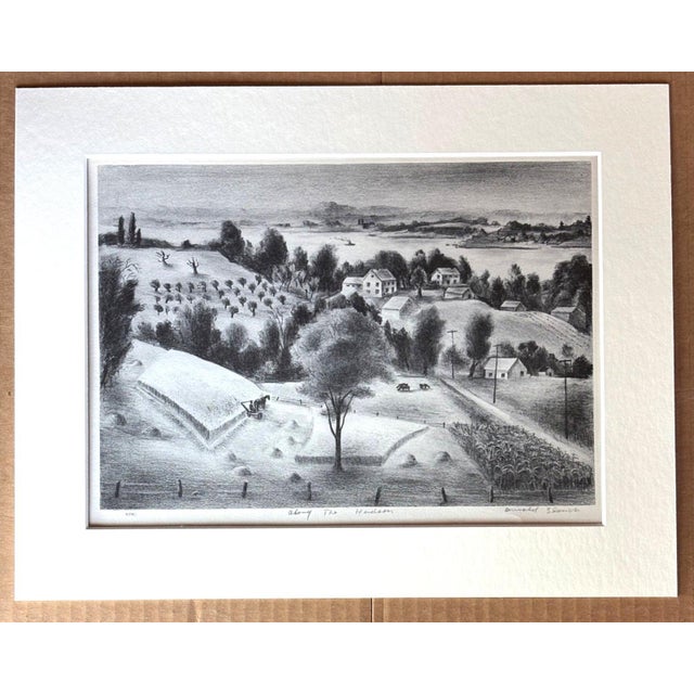 American Vtg 1939 Print in 11x14 Mat, Ready to Frame: Arnold Blanch, "Along the Hudson" For Sale - Image 3 of 3