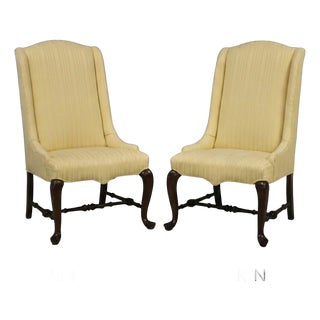 1980s Ethan Allen Queen Anne Style Lounge Chairs - A Pair For Sale