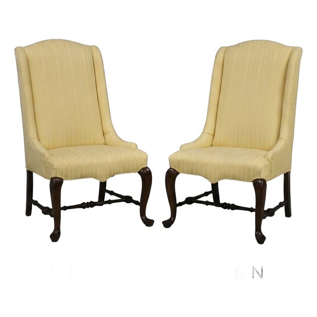 1980s Ethan Allen Queen Anne Style Lounge Chairs - A Pair For Sale