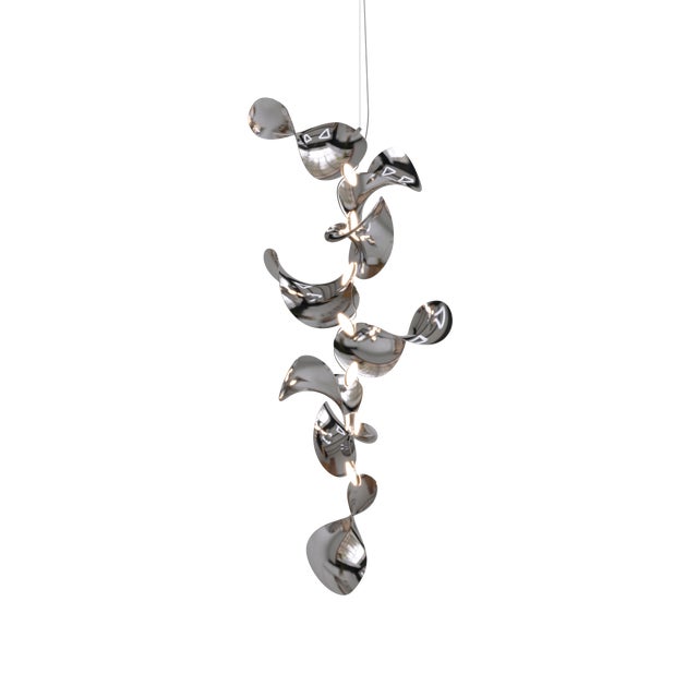 Metal Dune 8 Vertical Cluster Light with Silver Hand Polished Shades by Daniel Becker for Moss Objects For Sale - Image 7 of 7
