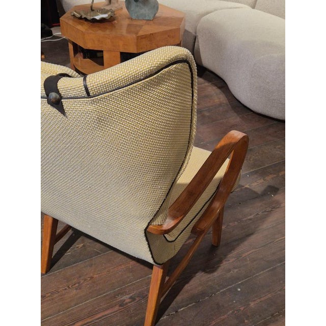 Swedish Modern Wingback Chair with Leather Details, 1940s For Sale - Image 11 of 14