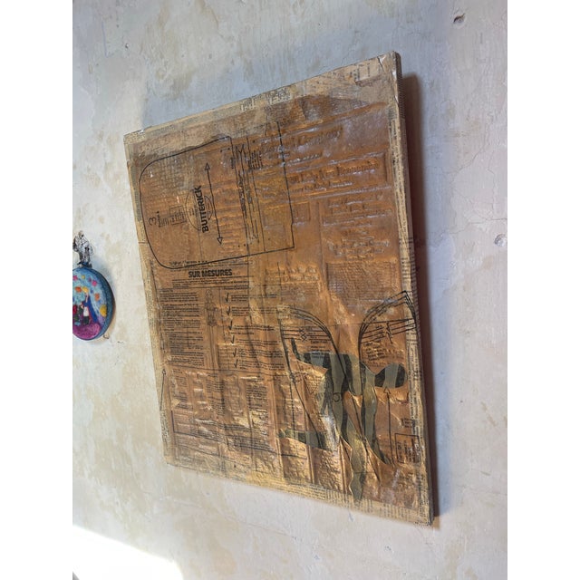 Beige Original Wayne Cunningham Abstract Collage Painting For Sale - Image 8 of 10