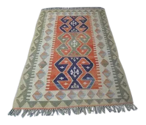 1960's Vintage Turkish Floor Kilim Rug- 3′2″ × 5′1″