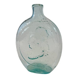 Antique Americana Aqua Glass Flask George Washington Zachary Taylor Circa 1848 For Sale