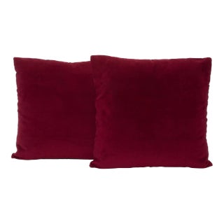 Pair of Modern Ruby Velvet Decorative Pillows by Mogul For Sale
