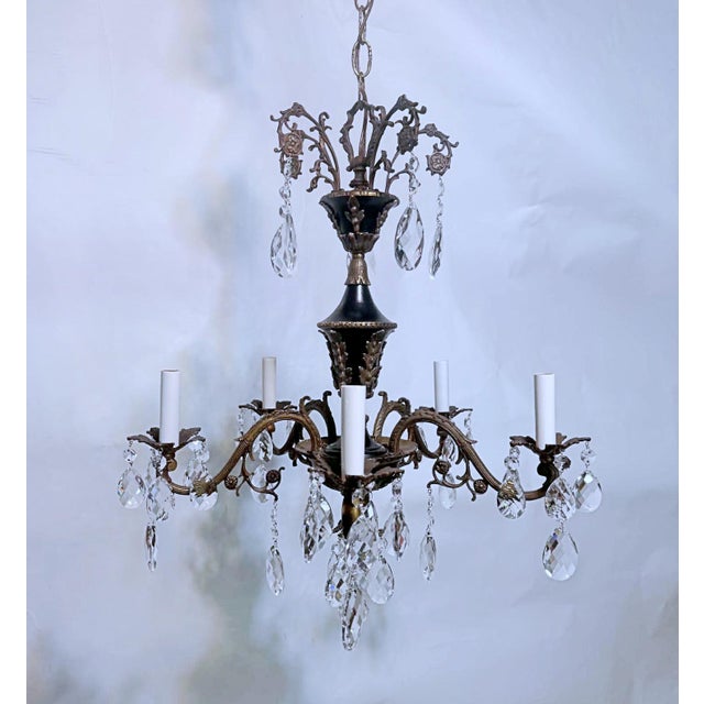1950s Decorative Black and Bronze Chandelier For Sale - Image 10 of 10