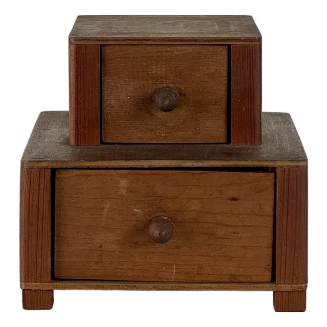 A Diminutive Art Deco Period Wood Double Level Drawer Cabinet for Nicknacks For Sale