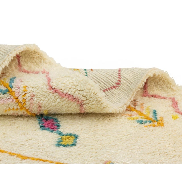 Multi-Color Hand-Knotted Moroccan Wool Rug | 8'2" X 5'5" | One of a Kind For Sale - Image 4 of 11