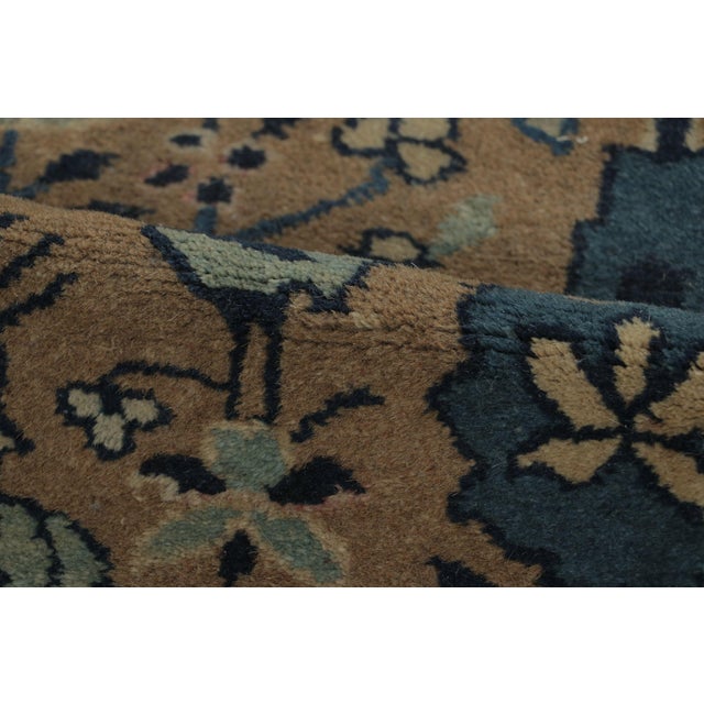 Taupe Antique Chinese Ningxia Square Rug Pair With Flora & Fauna Play - Rug & Kilim For Sale - Image 8 of 9