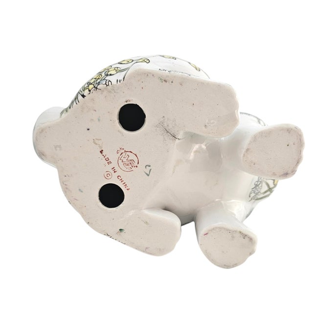 Vintage Botanical Floral Porcelain Rabbit Figurine 10.5" For Sale - Image 15 of 15