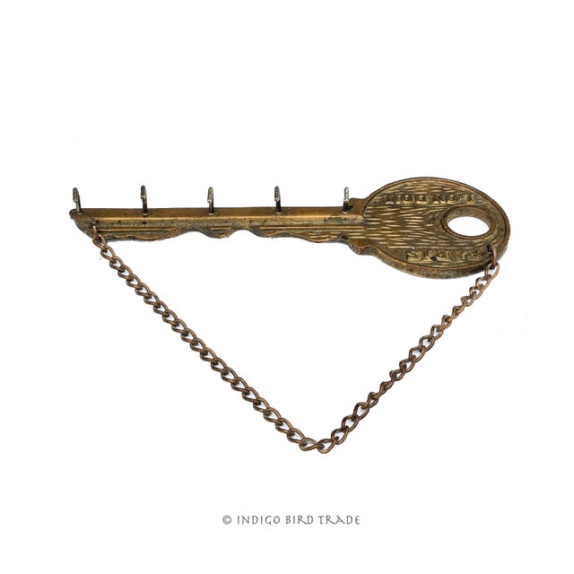 Vintage Brass Paris London Hanging Key Holder Hook Rack For Sale - Image 4 of 5