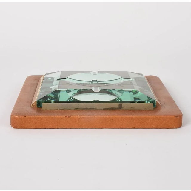 Fontana Arte Italian Brass and Faceted Glass Leather Ashtray from Fontana Arte, 1970s For Sale - Image 4 of 8