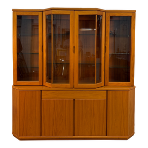 Vintage Teak Buffet Hutch Display Cabinet by Design Furniture Mfg. Ltd.