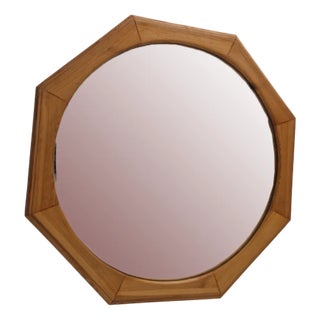 Scandinavian Octagonal Pine Wood Mirror, 1970s For Sale