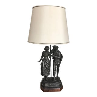 Antique French Bronze Lamp For Sale