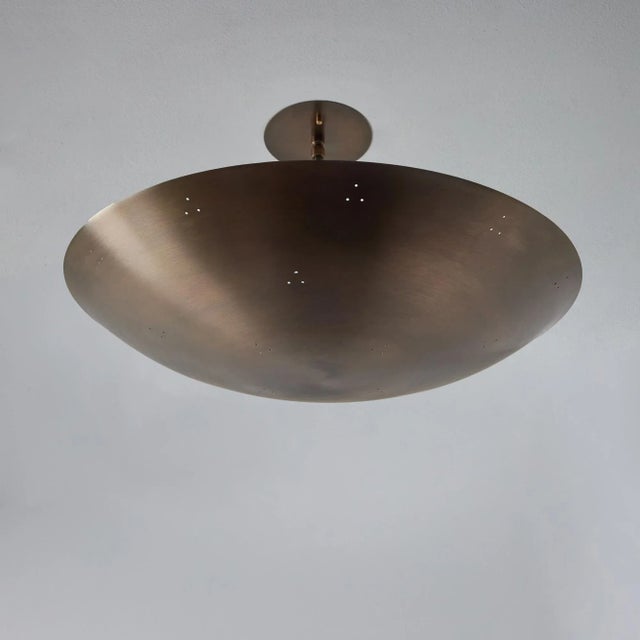 Raul Reyes 'Rey 20' Perforated Patinated Brass Dome Ceiling Lamp For Sale In Los Angeles - Image 6 of 12