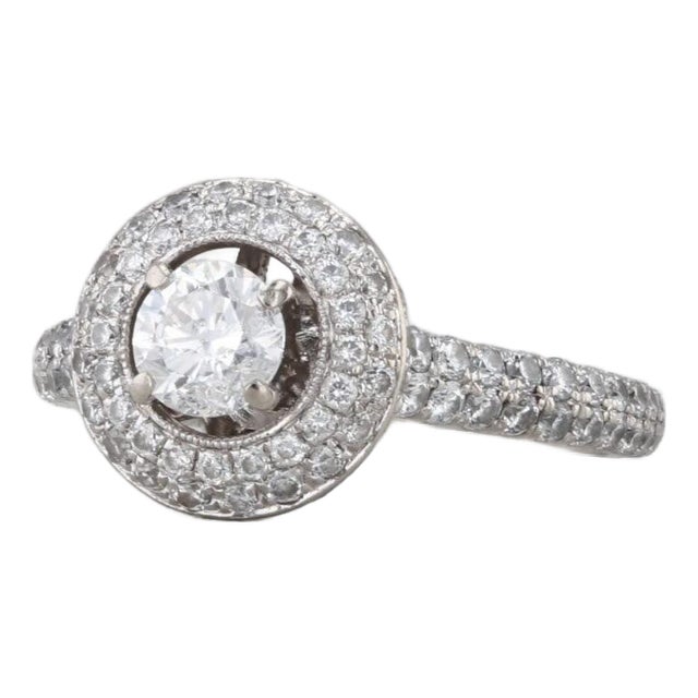 Neil Lane 1.37ctw Round Diamond Halo Engagement Ring 14k White Gold Size 7 For Sale