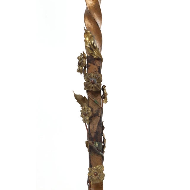 Metal Early 20th Century Victorian Brass Foliate Candelabra Floor Lamp For Sale - Image 7 of 9