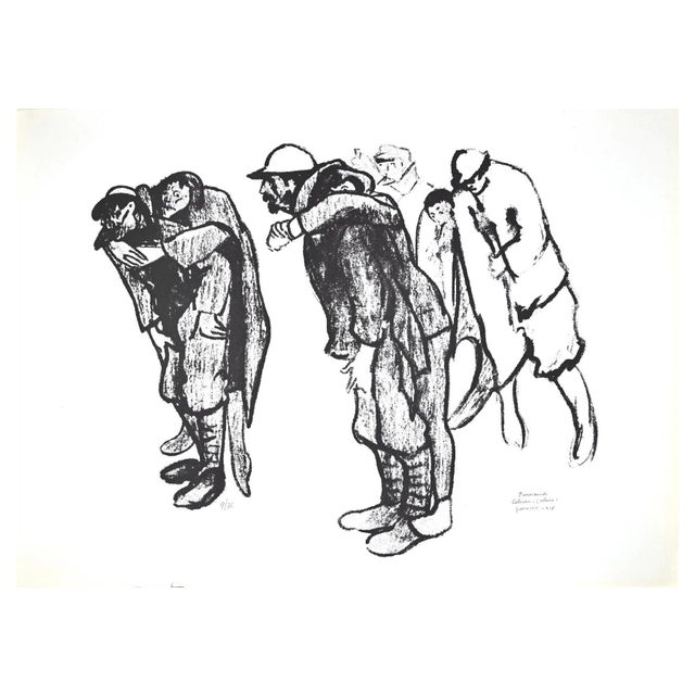 Pietro Morando, Transfer of Injured, Original Lithograph, 1950s For Sale