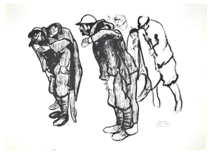 Pietro Morando, Transfer of Injured, Original Lithograph, 1950s