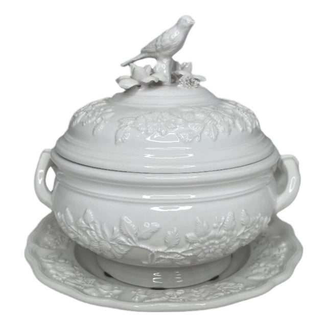 Mottahedah Bird Soup Tureen With Under Plate For Sale