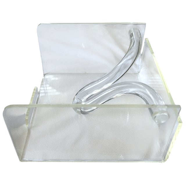 Vintage Sculptural Lucite Cocktail Napkin Holder With Curved Swing Arm For Sale In Jacksonville, FL - Image 6 of 11