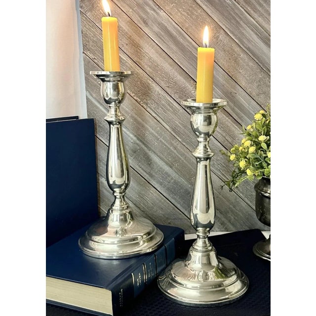 Metal Lord Saybrook Sterling Silver Candle Holders - Monogrammed Candlesticks - Pair For Sale - Image 7 of 8