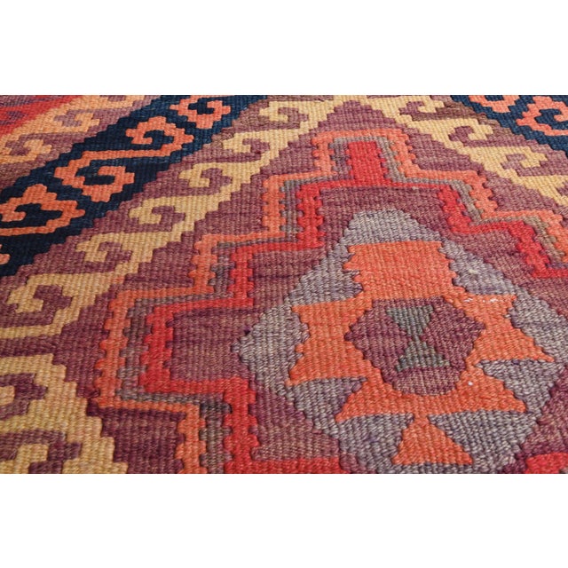 1970s Vintage Handmade Wool Cotton Red Runner Rug For Sale - Image 4 of 11