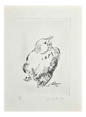 Giselle Halff, Pigeon, Original Etching, Mid-20th-Century