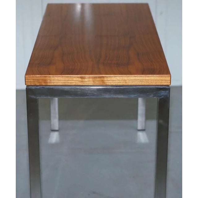 Brown Small Teak and Chrome Coffee Table For Sale - Image 8 of 15