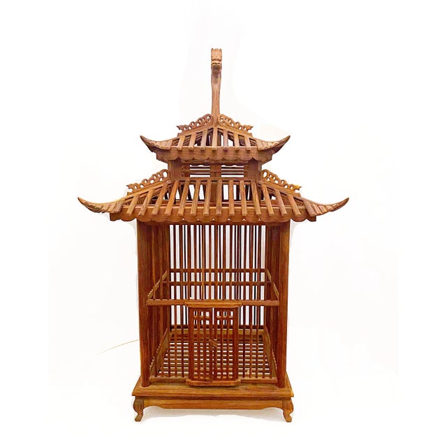 Pagoda Style Teak Wood Bird Cage For Sale - Image 12 of 12