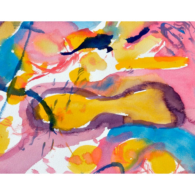 Abstract Expressionism Yellow & Pink Abstract by Les Anderson For Sale - Image 3 of 5