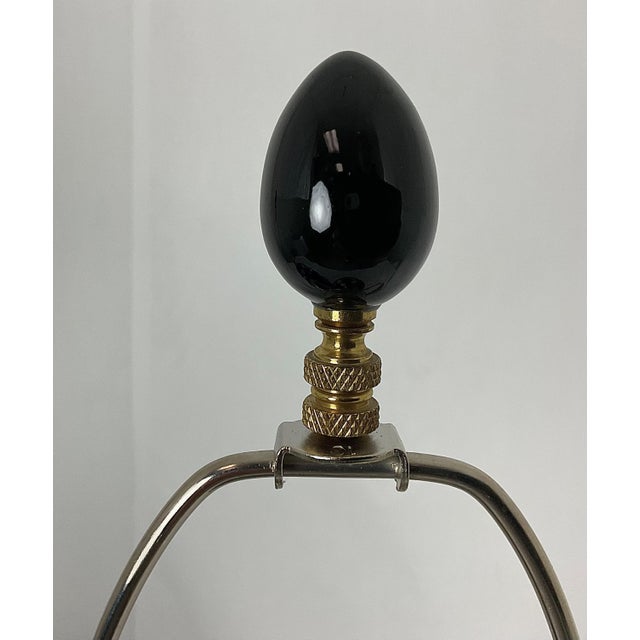 Black Vintage Paper Mache Black Lacquer Ginger Jar Lamps With Mother of Pearl Inlet For Sale - Image 8 of 8