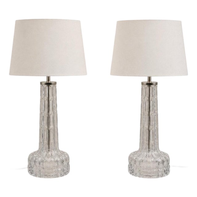 Crystal Table Lamps by Carl Fagerlund for Orrefors, Sweden, 1960s, Set of 2 For Sale