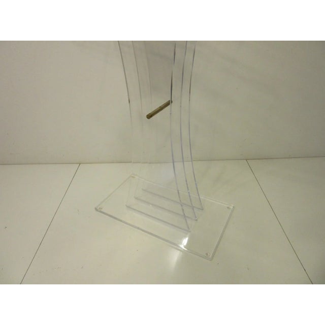 Late 20th Century Charles Hollis Jones Style Lucite & Brass Lectern Podium Hostess Stand For Sale - Image 5 of 10