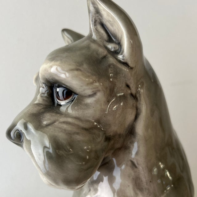 Ceramic Vintage Mid Century Ceramic Gray Schnauzer Statue For Sale - Image 7 of 11
