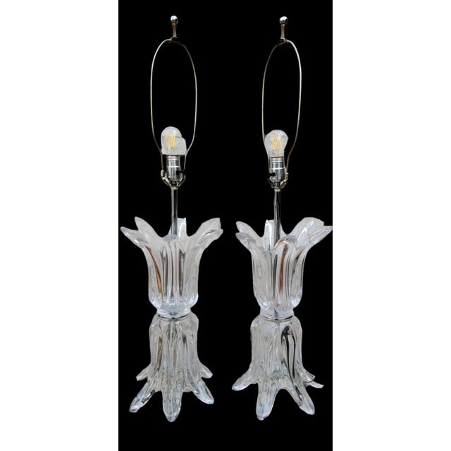 Art Vannes Mid 20th Century Modern "Splash" Glass Lamps by Art Vannes France - Pair For Sale - Image 4 of 6