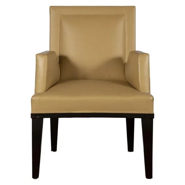 Contemporary Set of Four Custom Jonas Faux Leather Arm Chairs For Sale - Image 3 of 4