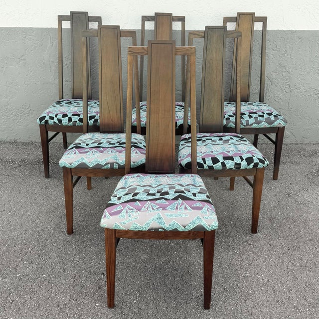 Mid-Century Modern Mid Century Modern Walnut Dining Chairs by Stanley Furniture - Set of 6 For Sale - Image 3 of 11