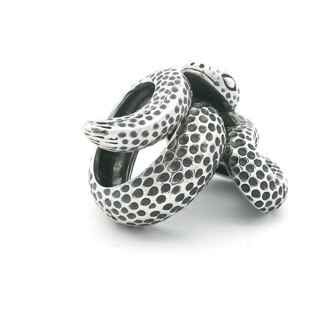 1970s 1970s Sculptural Sterling Silver Serpent Ring, Size 7.25 For Sale - Image 5 of 11