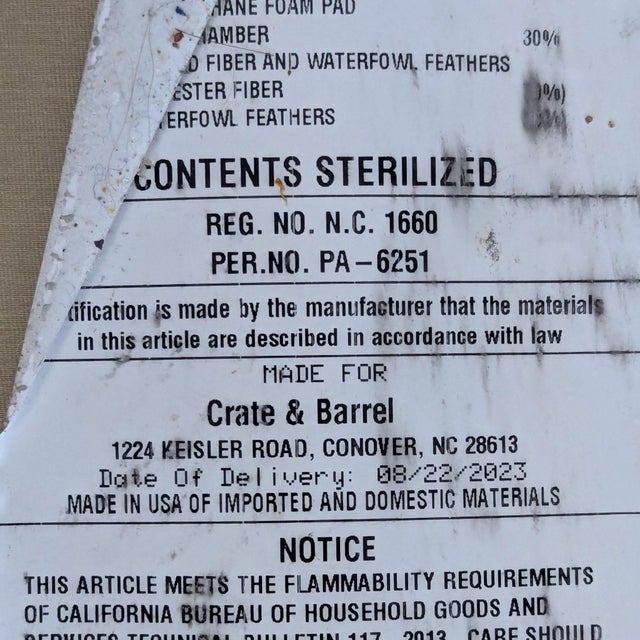 Gray Crate and Barrel 3-Seat Modern Gray Sofa For Sale - Image 8 of 8