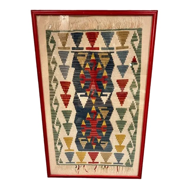 Antique Turkish Anatolian Kilim Tapestry Framed | Chairish